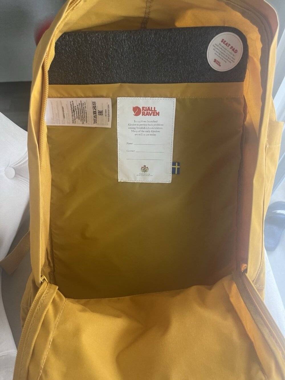 Fjallraven Kanken Backpack Yellow School Bag w Seat Pad 23510 Lightweight - Picture 14 of 16